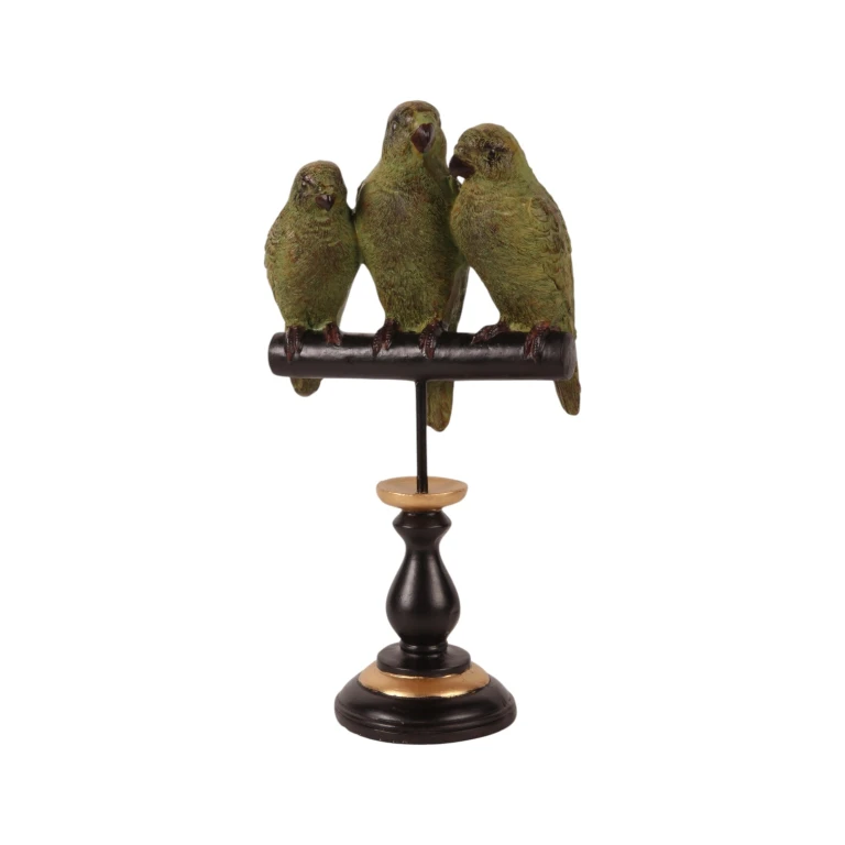 Figurka papugi na podstawce – zielona – 33 cm
