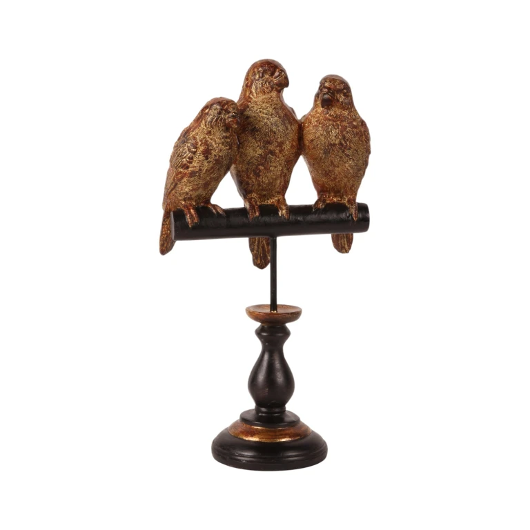 Figurka papugi na podstawce – złoto – 33 cm