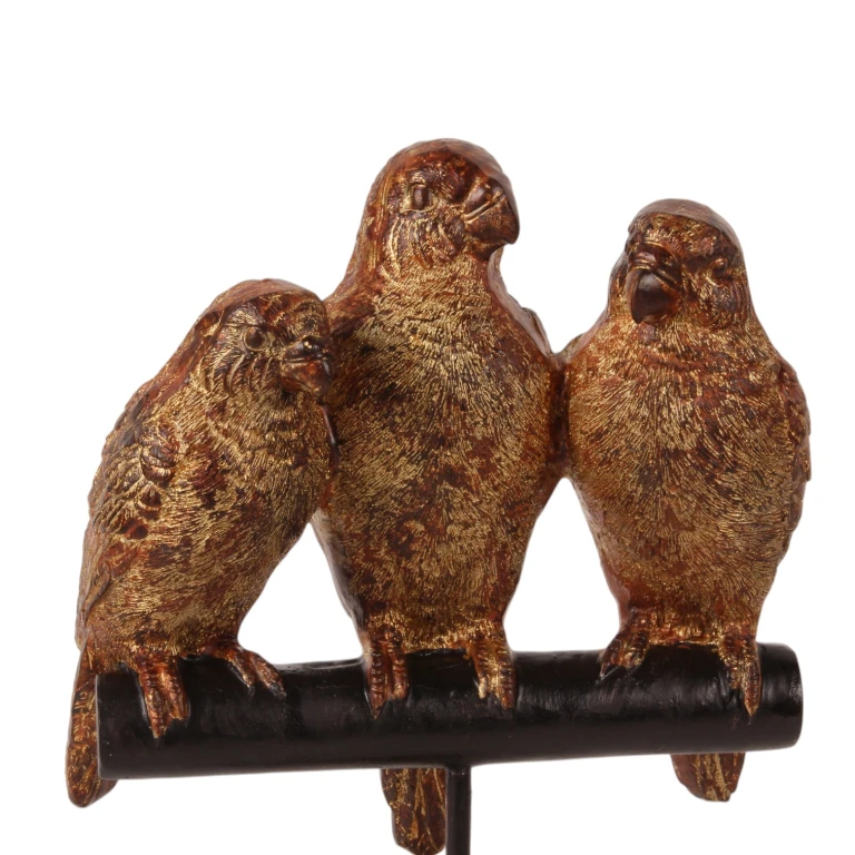Figurka papugi na podstawce – złoto – 33 cm