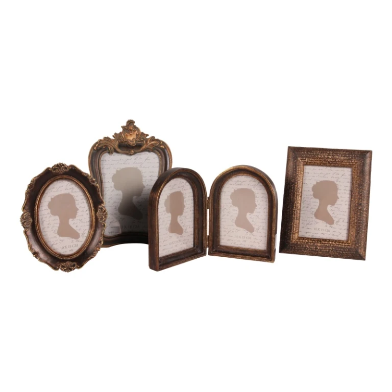Ramka na zdjęcia 10 × 15 cm – brązowa – żywica sztuczna – pionowo/poziomo
