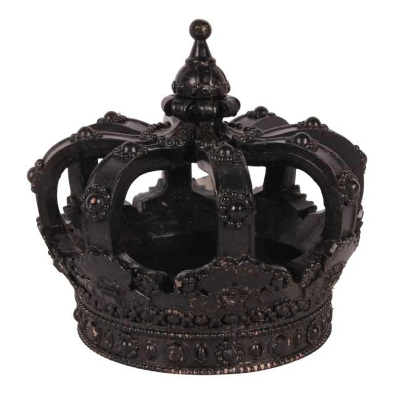 Dekoracyjna korona - czarna - 13,2 cm - żywica sztuczna