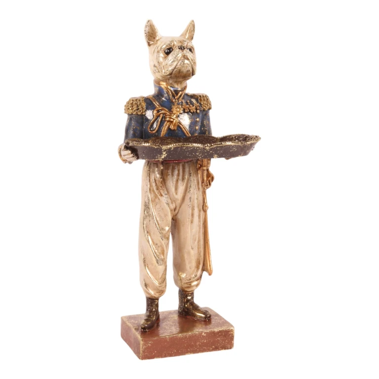 Figurka psa z tacą - niebieska - 35 cm