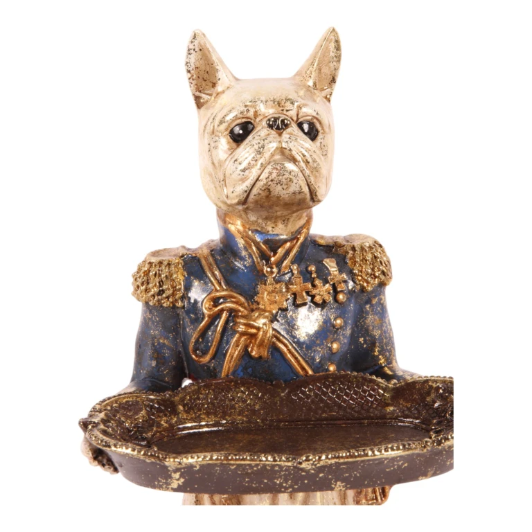 Figurka psa z tacą - niebieska - 35 cm