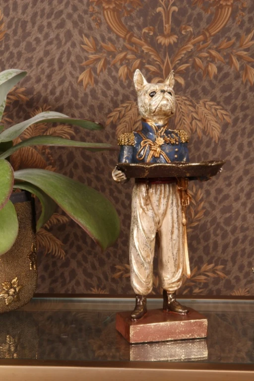 Figurka psa z tacą - niebieska - 35 cm