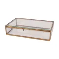 Pudełko na biżuterię 22,5 × 14 × 5,5 cm – złoto – mosiądz i szkło