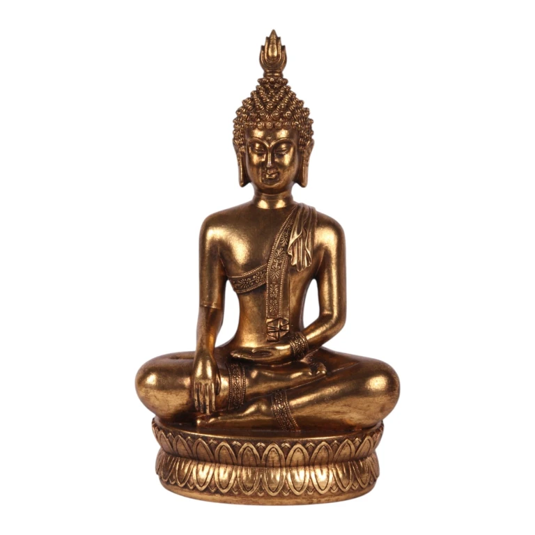 Figurka Buddy - złoto - 33 cm - żywica sztuczna