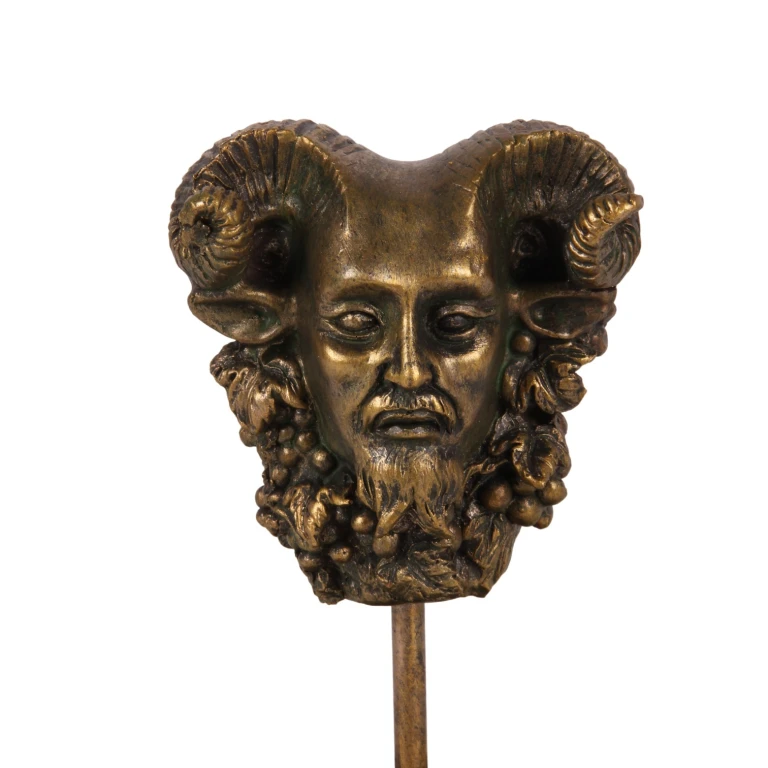 Figurka Bacchusa z szklaną kopułką – złoto – 23 cm – żywica artystyczna