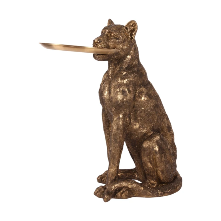 Lampart z tacą – złoto – 62 cm