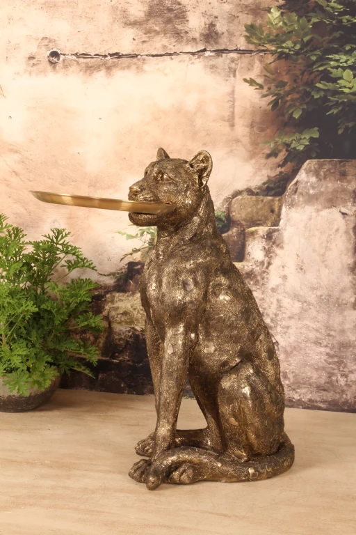 Lampart z tacą – złoto – 62 cm