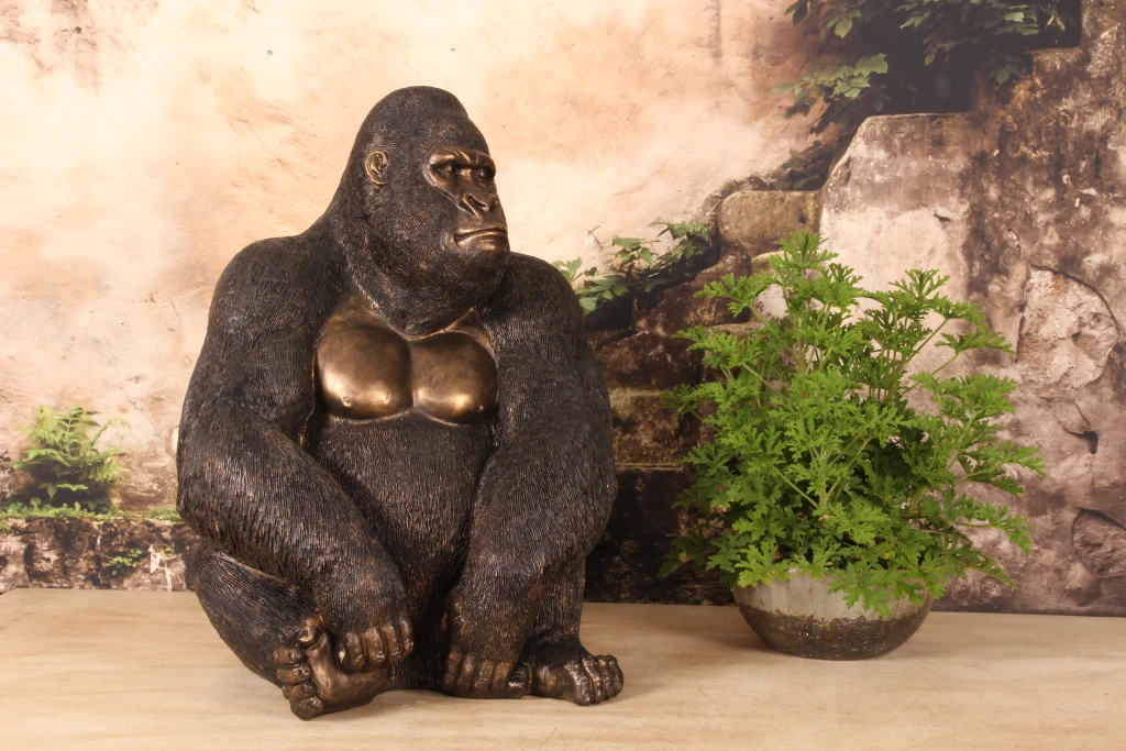 Posąg goryla – złoty – 61 cm
