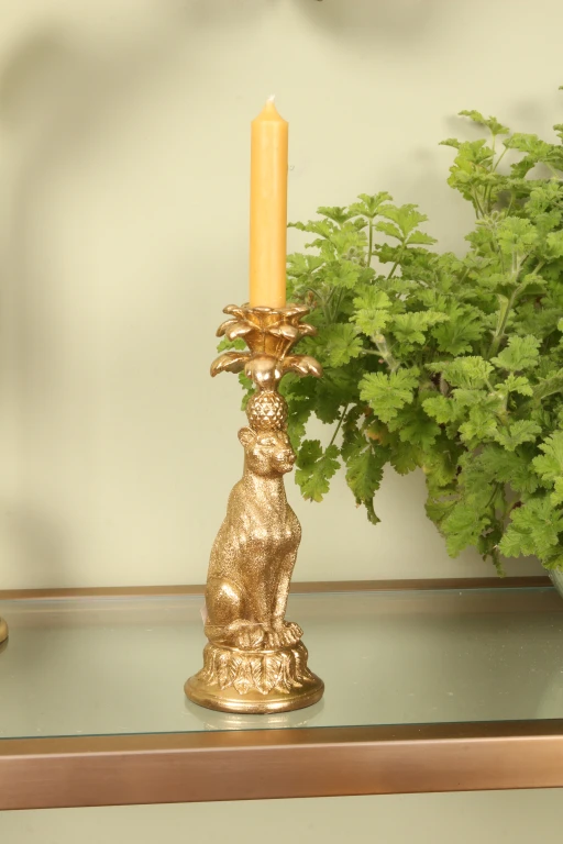 Kandelabr Lew – 23,5 cm – złoto – żywica sztuczna