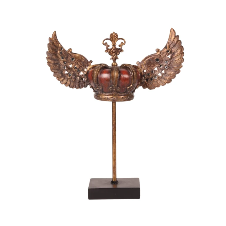 Korona na stojaku - czerwono/złoto - 36,5 cm - żywica sztuczna