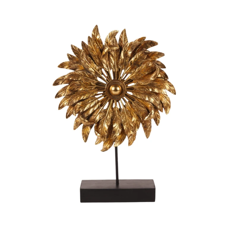 Ornament Pióro - złoto - 36,5 cm - żywica sztuczna