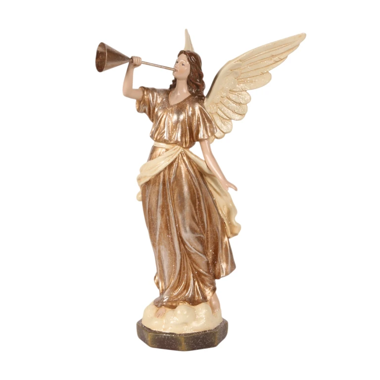 Figurka anioła – beżowa – 41 cm – żywica sztuczna