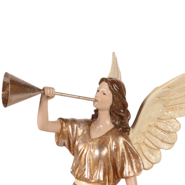 Figurka anioła – beżowa – 41 cm – żywica sztuczna