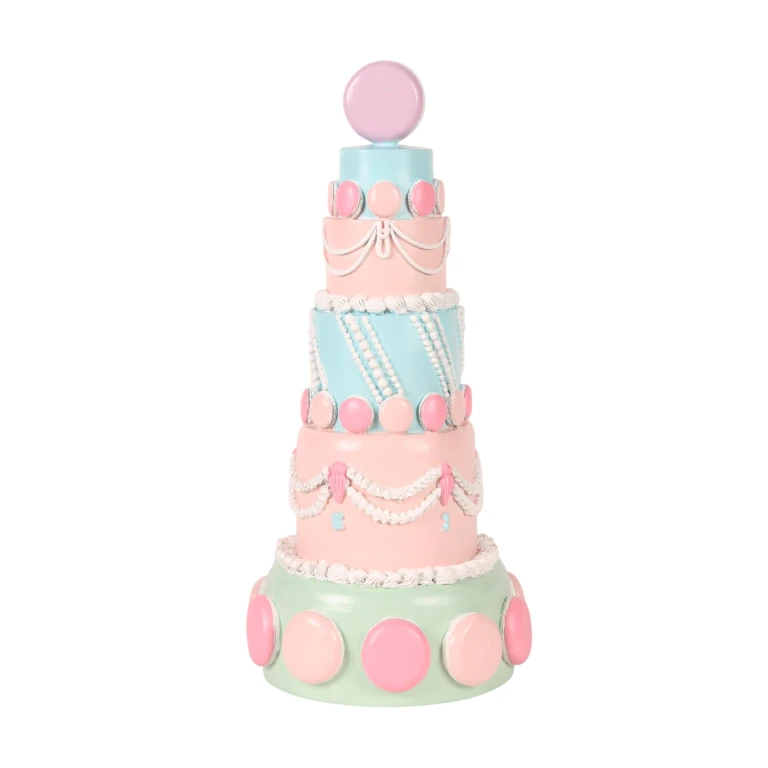 Tort dekoracyjny – różowy – 33,5 cm – żywica sztuczna – 1 sztuka