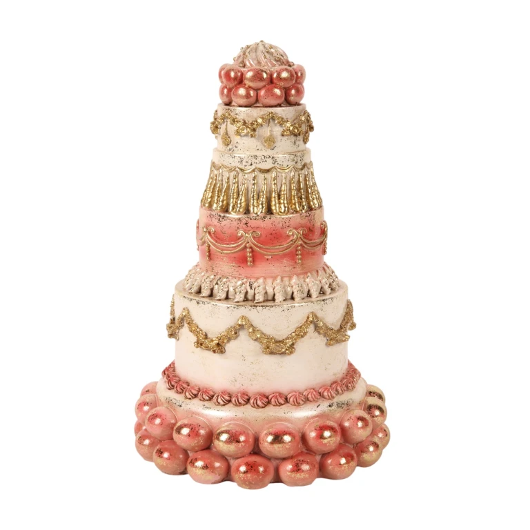 Dekoracyjny tort – różowy – 27,5 cm – żywica sztuczna