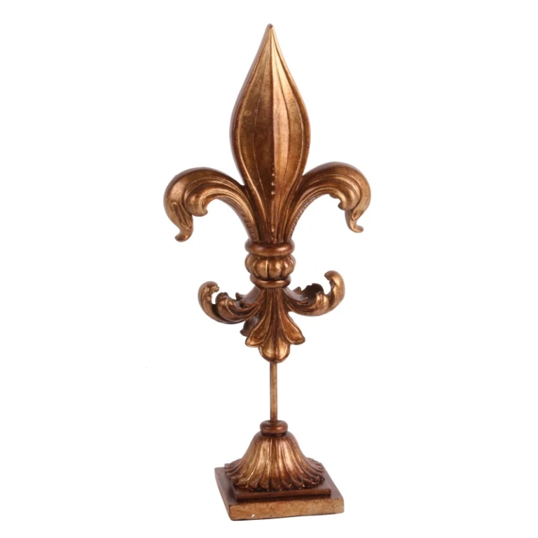 Fleur-de-lis na stopce – złoto – 38 cm – żywica artystyczna