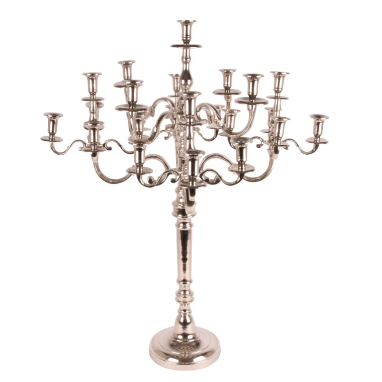 Kandelabr - 25 ramion - 100 cm - srebrny - aluminium