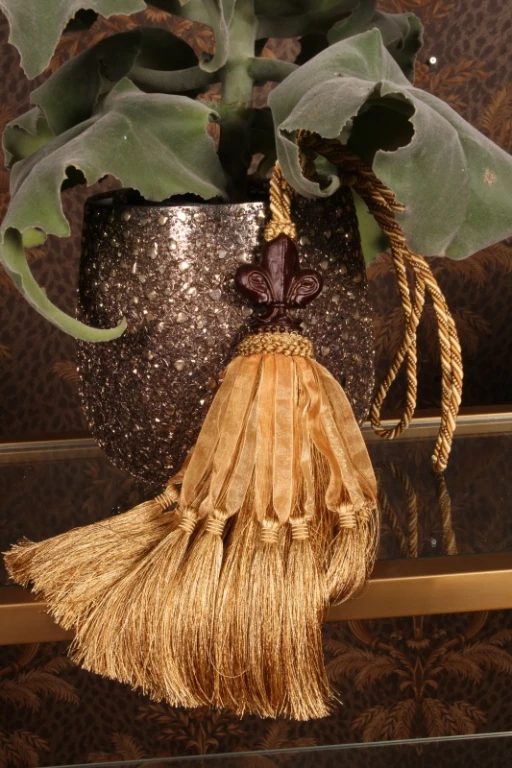 Krójka zasłonowa Fleur de Lis - 70 cm - złoto - tkanina
