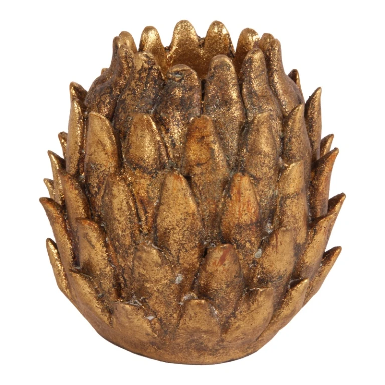 Podstawka pod świeczkę herbacianą Karczoch - złoto - żywica sztuczna - 9 cm