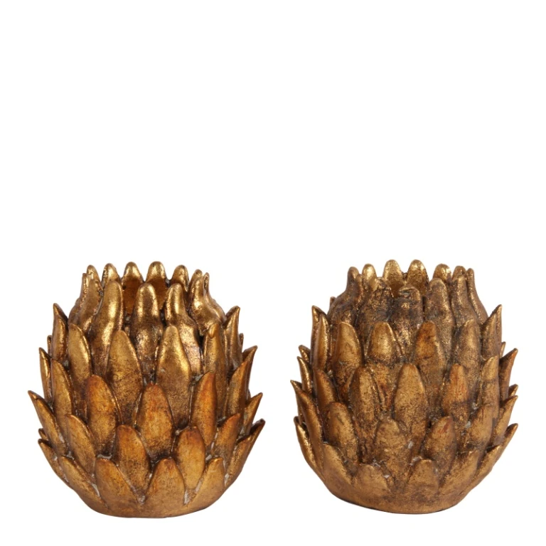Podstawka pod świeczkę herbacianą Karczoch - złoto - żywica sztuczna - 9 cm