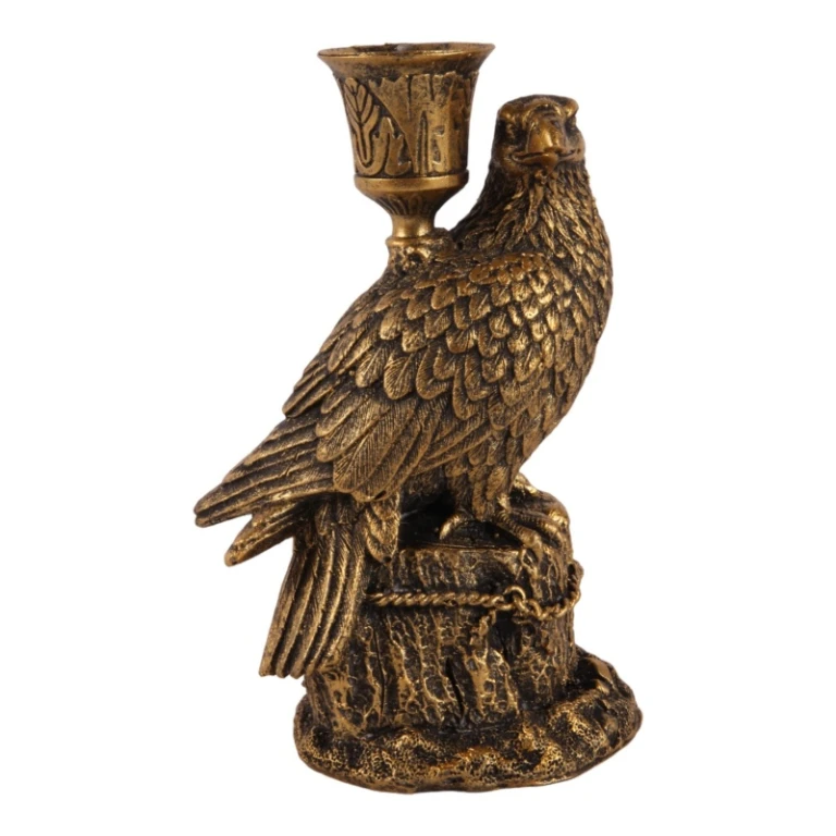 Kandelabr Ptak - 16 cm - złoto - żywica sztuczna