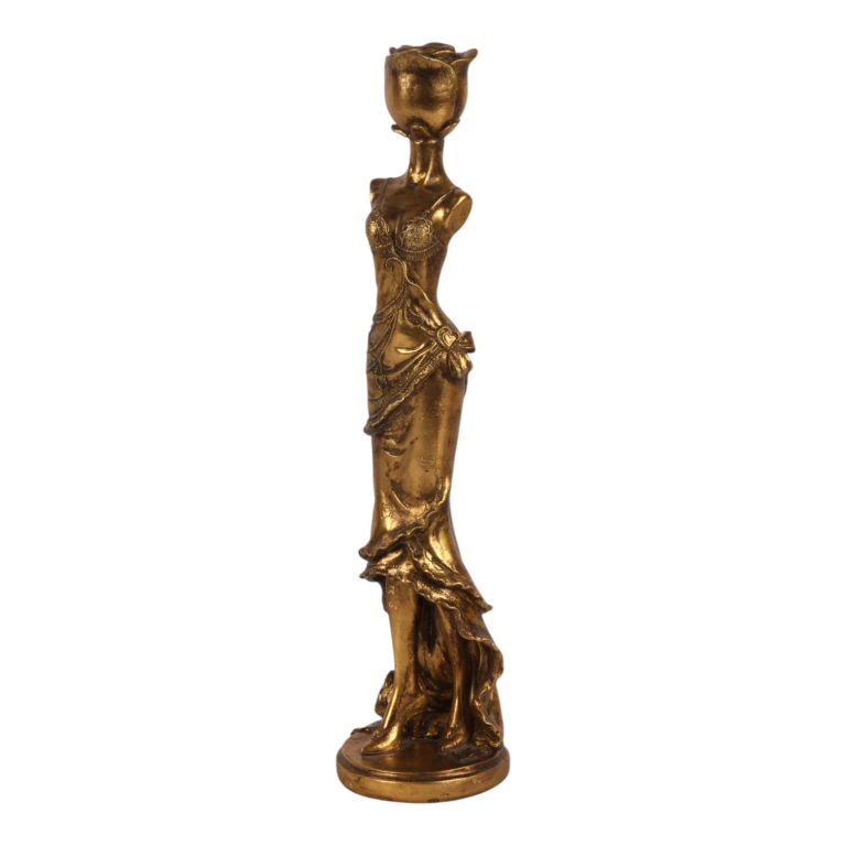 Kandelabr Kobieta - 40,5 cm - złoto - żywica sztuczna