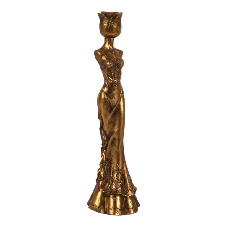 Kandelabr Kobieta - 39,5 cm - złoto - żywica sztuczna