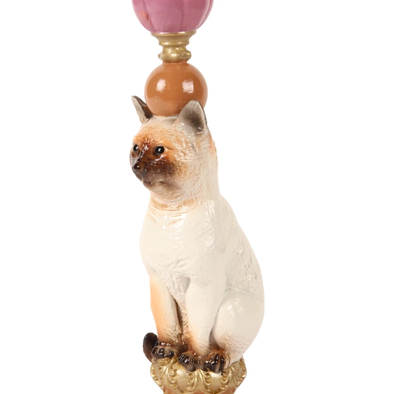 Kandelabr Kot - 26 cm - wielokolorowy - żywica sztuczna