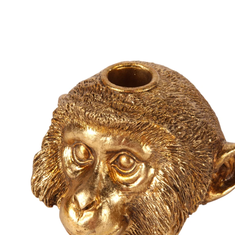 Kandelabr małpa - 9 cm - złoto - żywica sztuczna