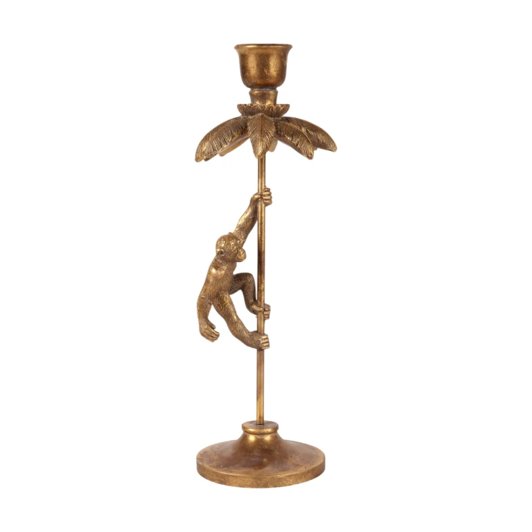 Kandelabr Małpa - 31 cm - złoto - żywica sztuczna