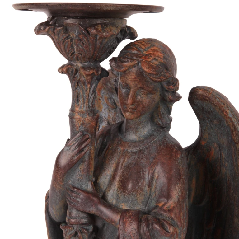 Kandelabr Anioł - 40 cm - brąz antyczny - żywica sztuczna