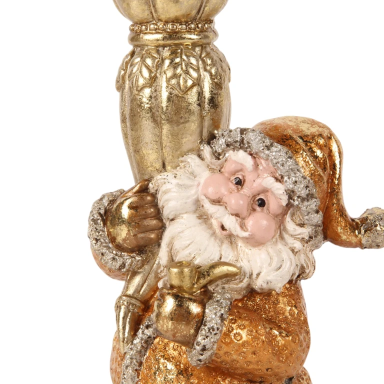 Kandelabr Mikołaj - 23 cm - złoto - żywica sztuczna