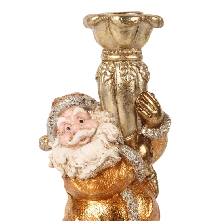 Kandelabr Mikołaj - 23 cm - złoto - żywica sztuczna