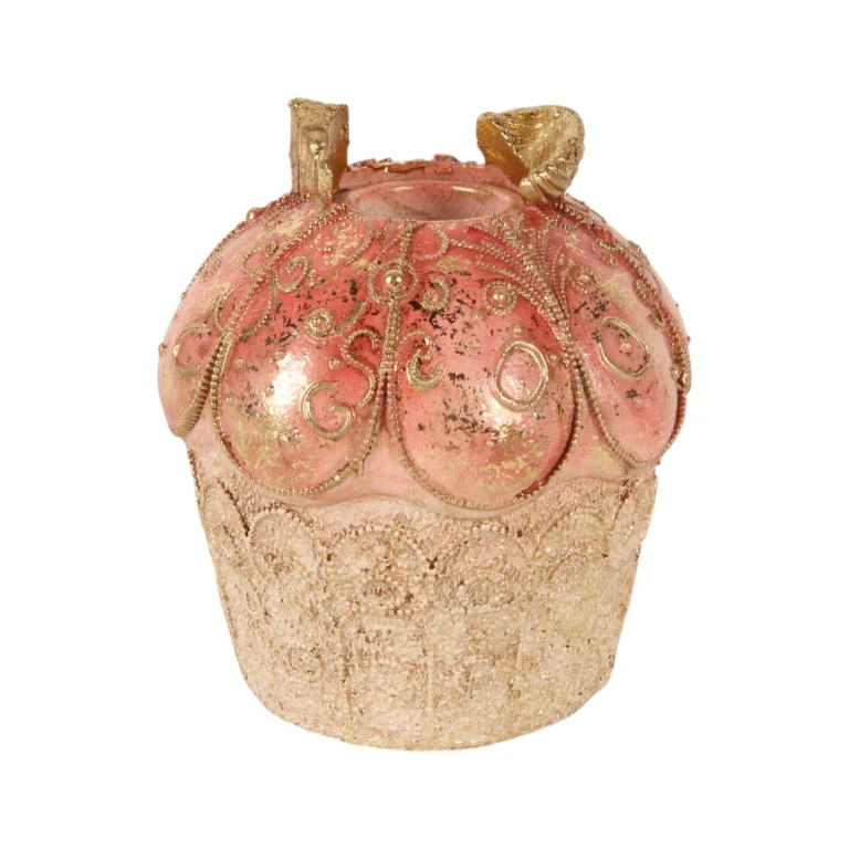 Świecznik Cake - 9 cm - różowy - żywica sztuczna