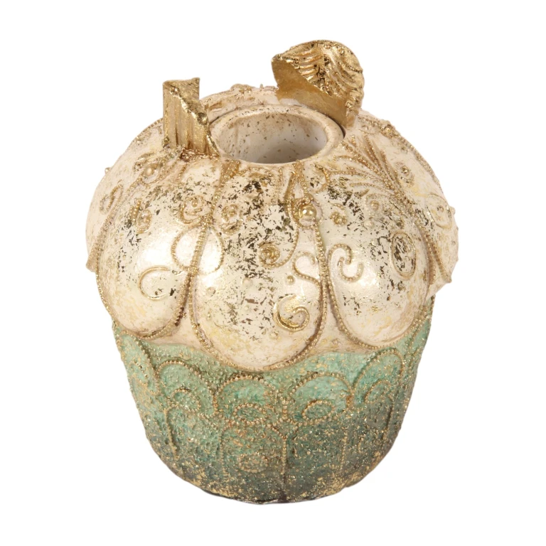Kandelabr Cake - 9 cm - niebieski/złoty - żywica sztuczna