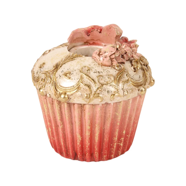 Kandelabr Cake - 8 cm - różowy - żywica sztuczna