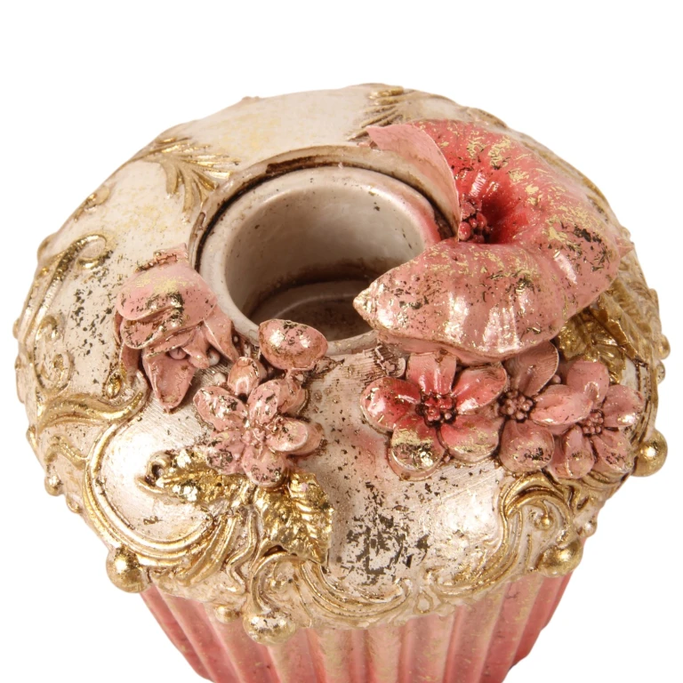 Kandelabr Cake - 8 cm - różowy - żywica sztuczna