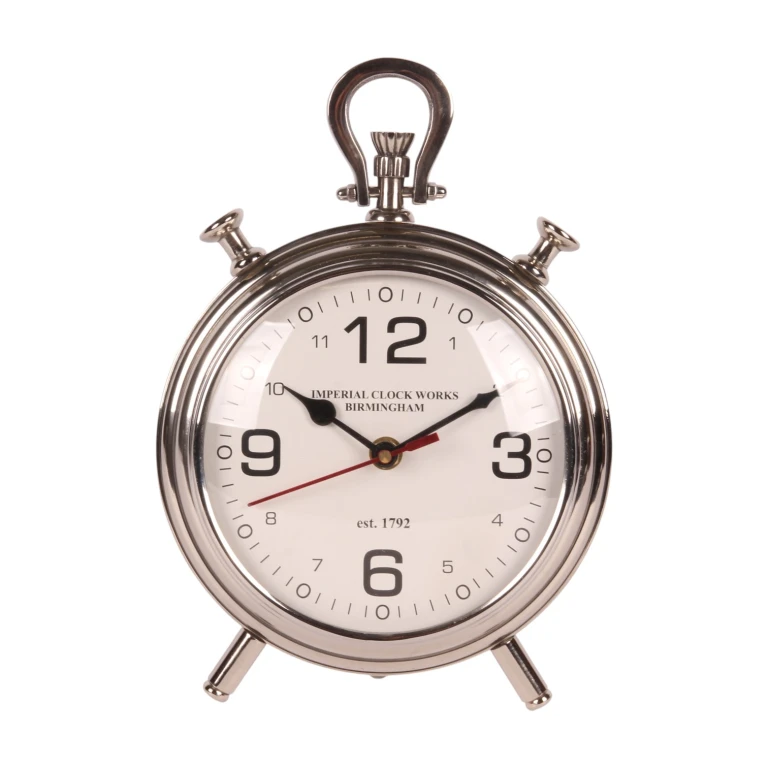 Zegar stołowy - srebrny - aluminium - 28 cm - 1 sztuka
