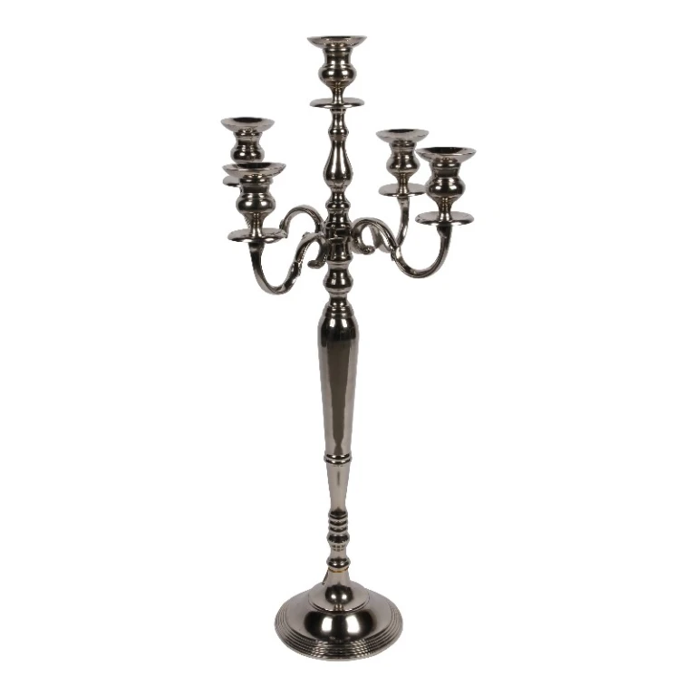 Kandelabr - 5 ramion - 104 cm - srebrny - aluminium