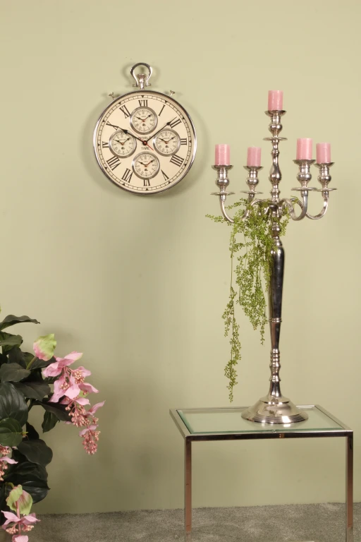 Kandelabr - 5 ramion - 104 cm - srebrny - aluminium