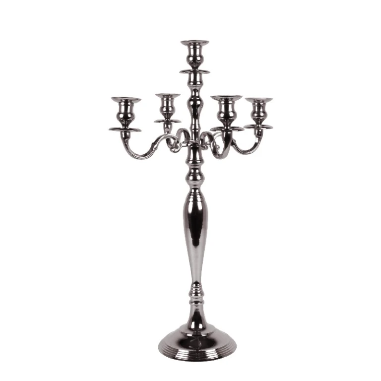 Kandelabr 5-ramienny - 80 cm - srebrny - aluminium