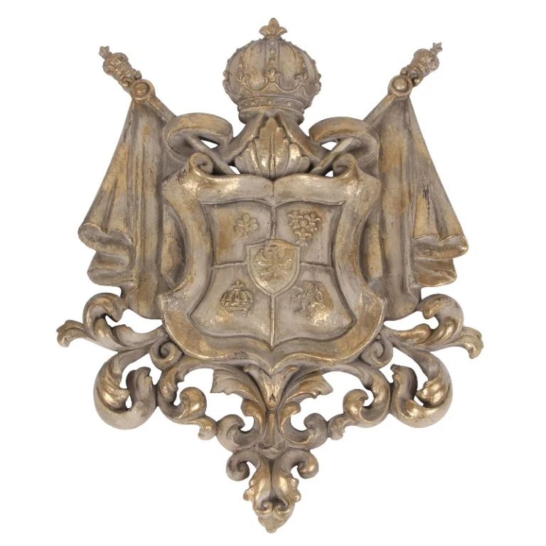 Płaskorzeźba ścienna Herb - beżowy/złoty - 36,5 cm - żywica sztuczna