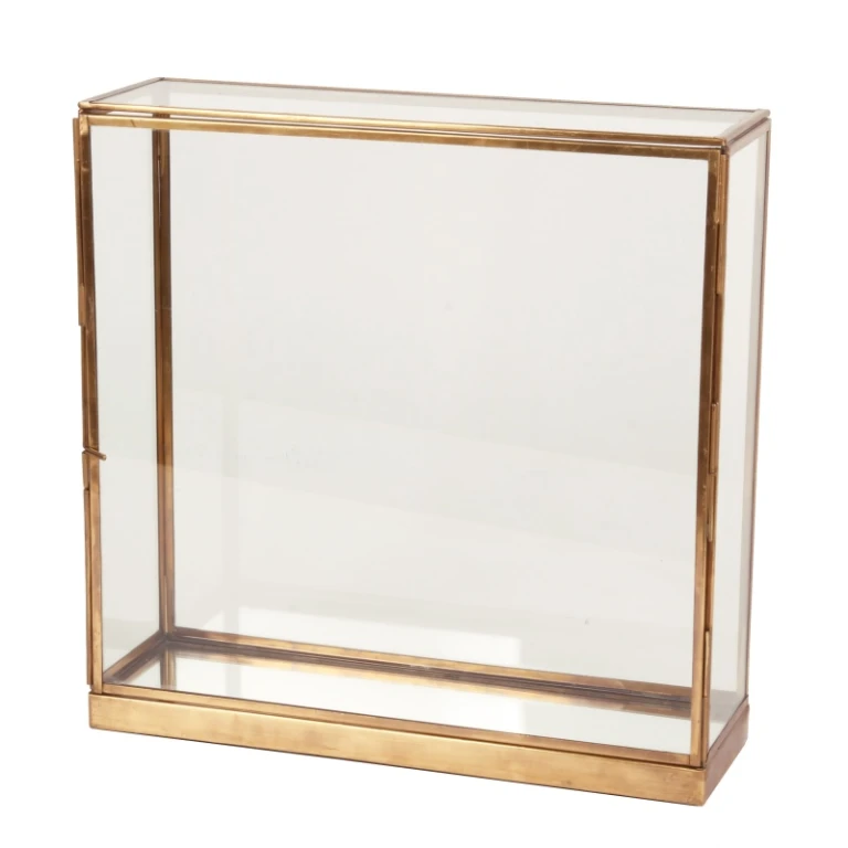 Displaybox - mosiądz i szkło - złoto - 24x24x8 cm - 1 sztuka