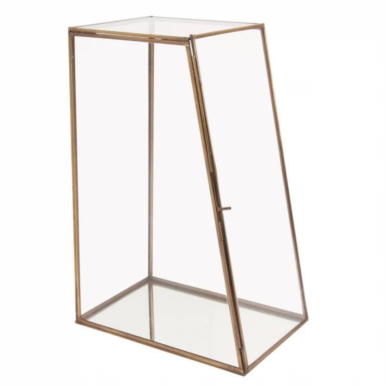 Displaybox - mosiądz i szkło - złoto - 45 cm - 1 sztuka