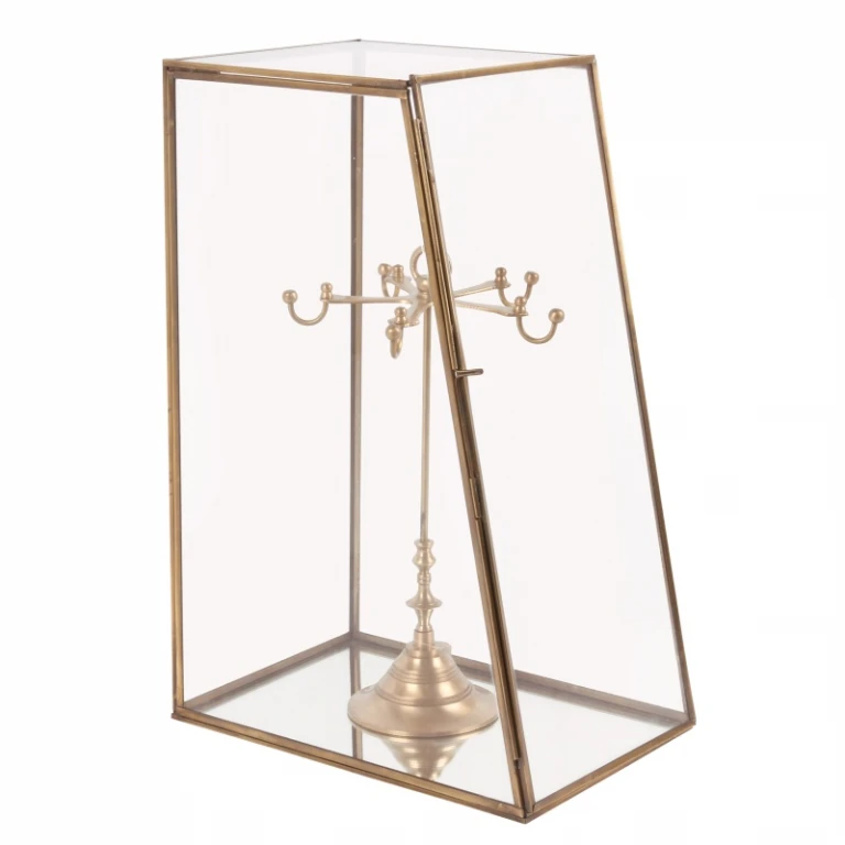 Displaybox - mosiądz i szkło - złoto - 45 cm - 1 sztuka