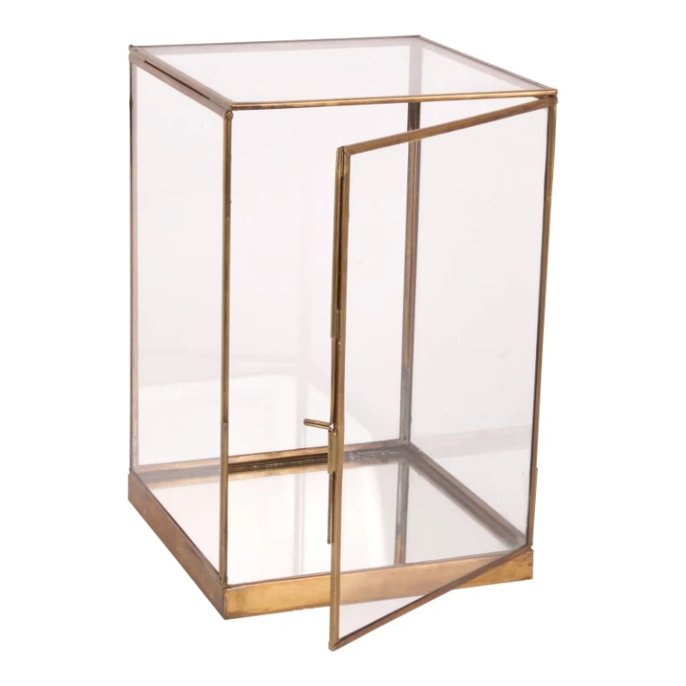 Pudełko wystawowe - złoto - mosiądz i szkło - 40 cm - 1 sztuka