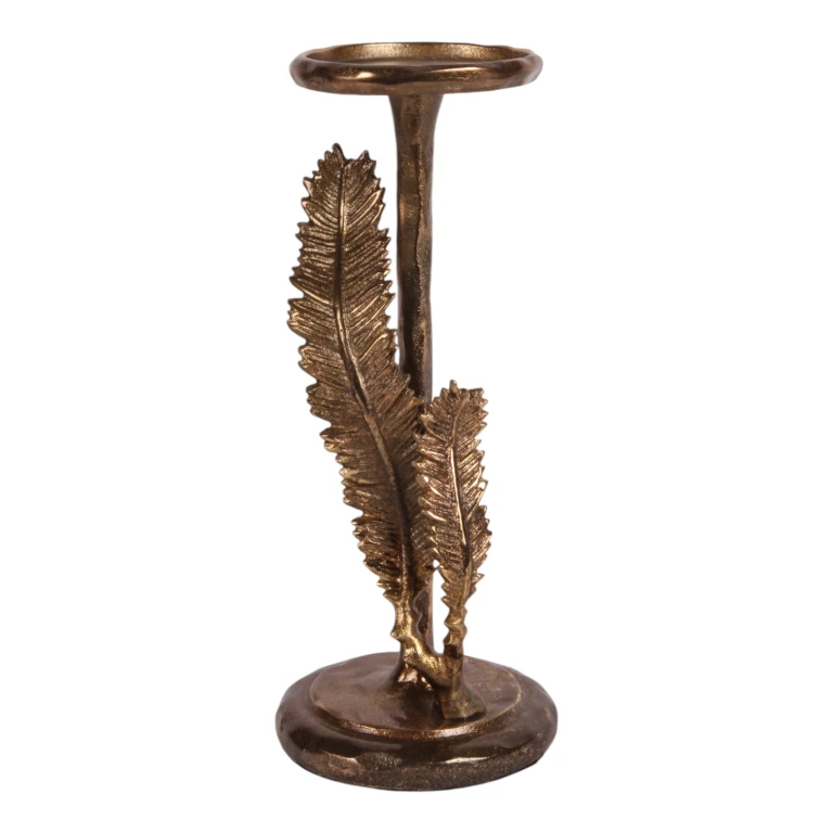 Kandelabr Pióra - 28 cm - złoto - aluminium