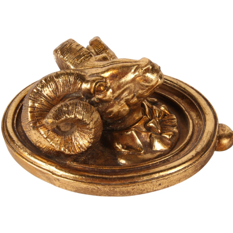 Wieszak ścienny baran - złoto - 19 cm
